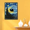 Van Gogh Monet Black Cat - 11CT Stamped Cross Stitch 40*53cm/15.75*20.87in