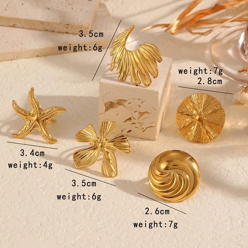 1 Piece Elegant Vintage Style Classic Style Irregular Circle Flower 304 Stainless Steel Open Rings