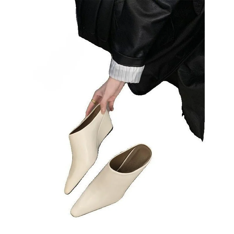 Breakj Breakj Half Slippers Women Small Head Slope And High Heel Cool Drag Fashion Outside Wearing Coarse Heel Lazy Muller Shoes