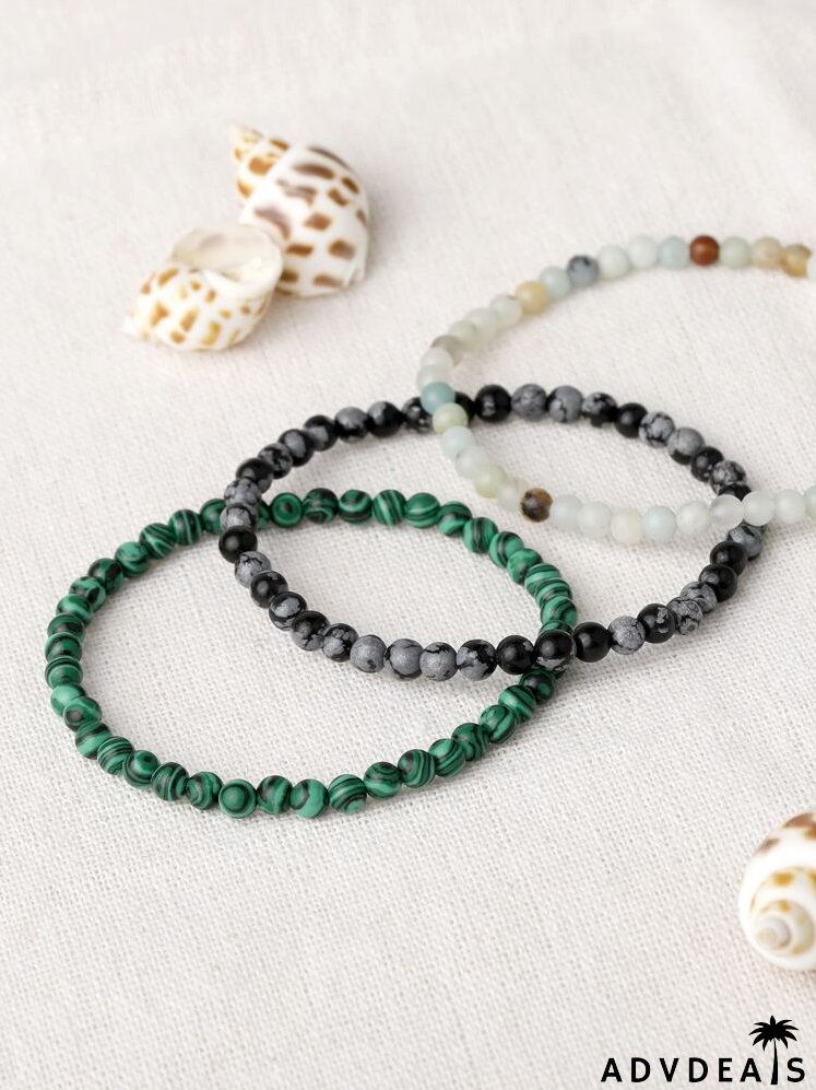 3pcs Stone Beaded Bracelet