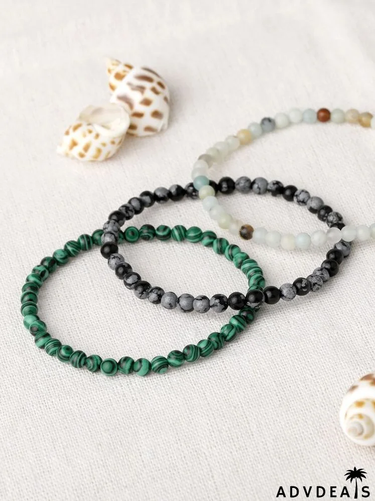 3pcs Stone Beaded Bracelet