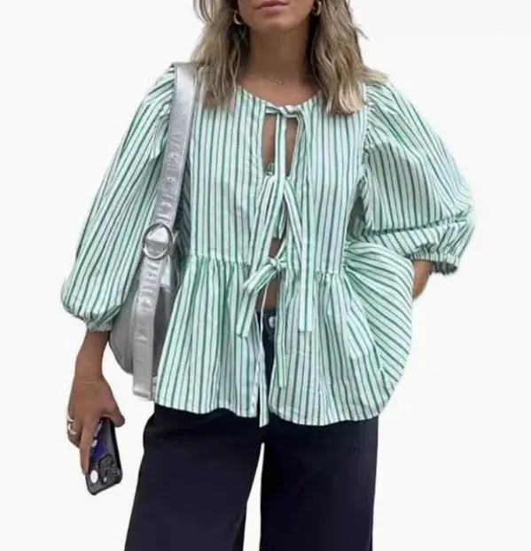 Brownm Brownm Women's Clothing New Fashion Loose Long-Sleeved Plaid Love With Shirt Women