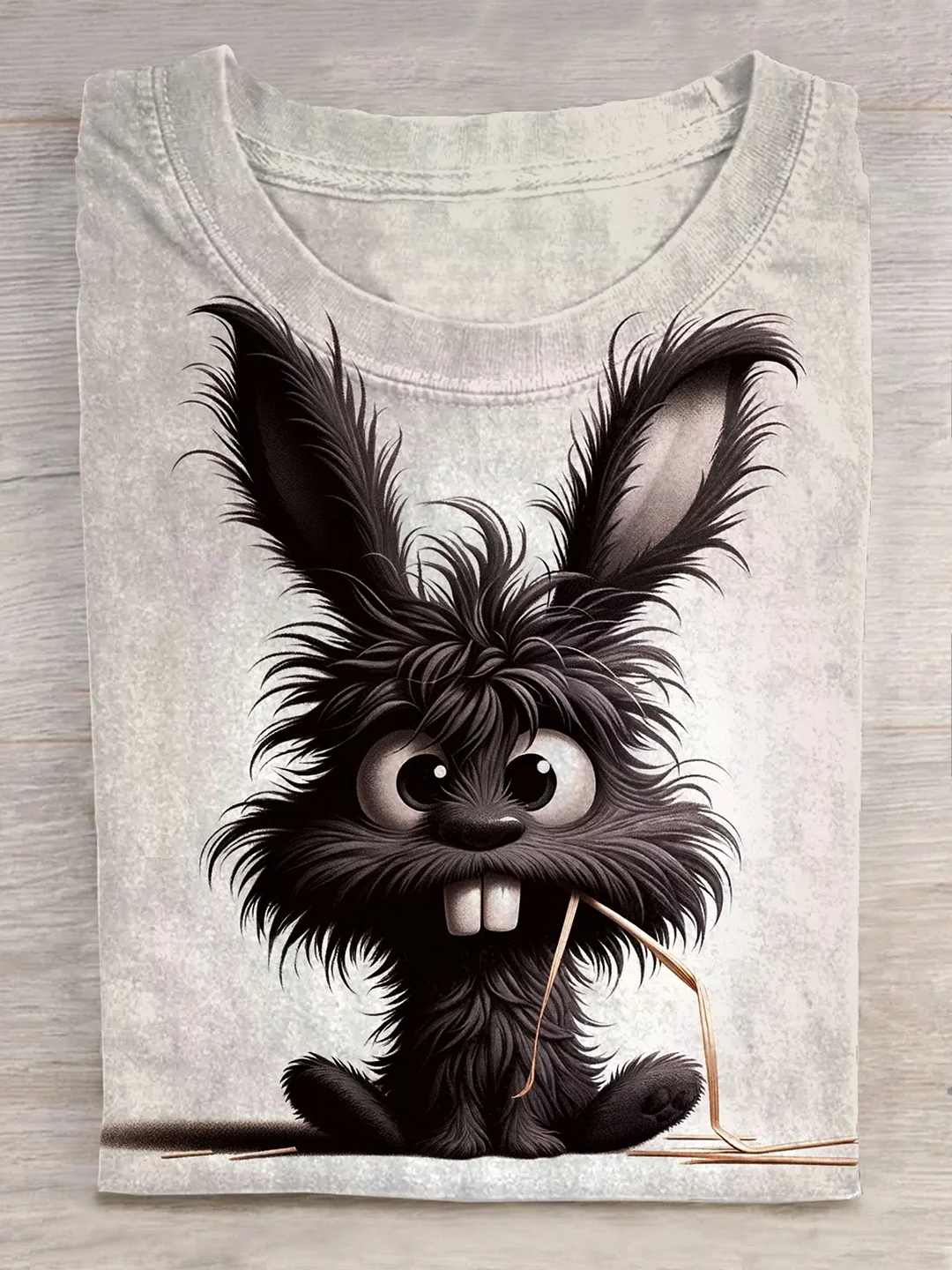 Cute Rabbit Art Print Short Sleeve Casual T-shirt Eagerlys