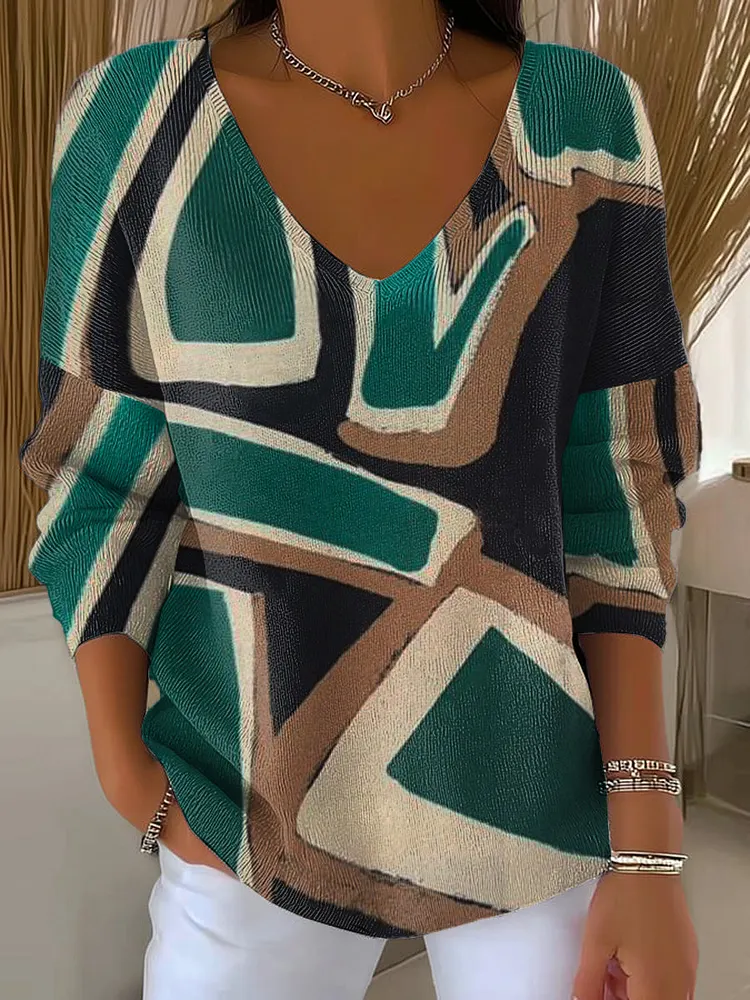 Women's Geometry Pattern Pullover Sweater