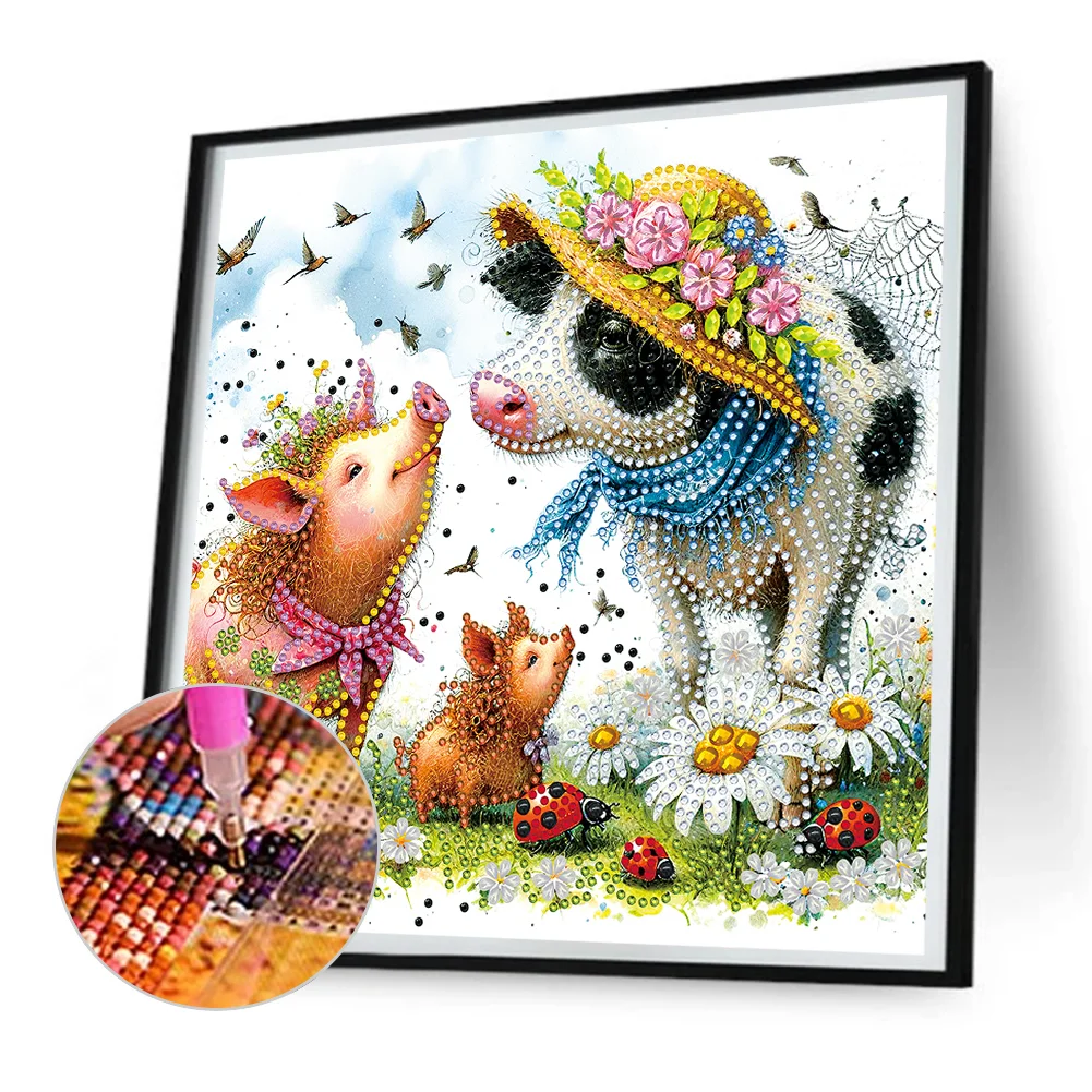 Diamond Painting - Partial Special Shaped Drill - Cow(Canvas|30*30cm)