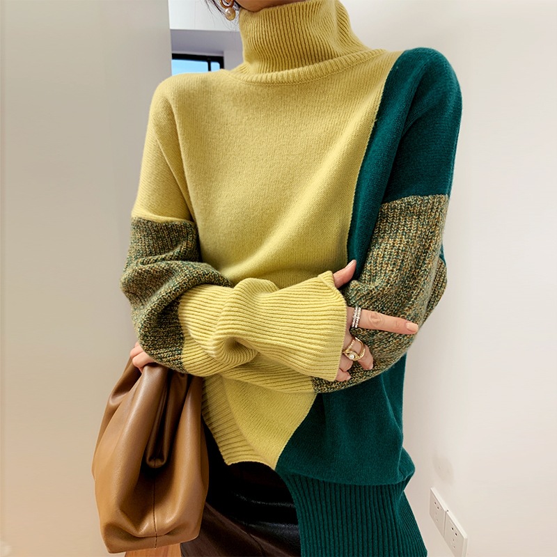 High Neck Contrast Sweater