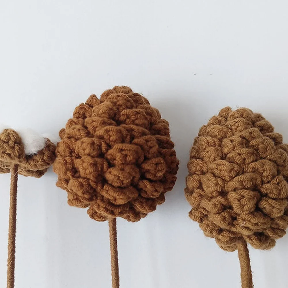 Handmade woolen knitted pine cone bouquet cotton bouquet