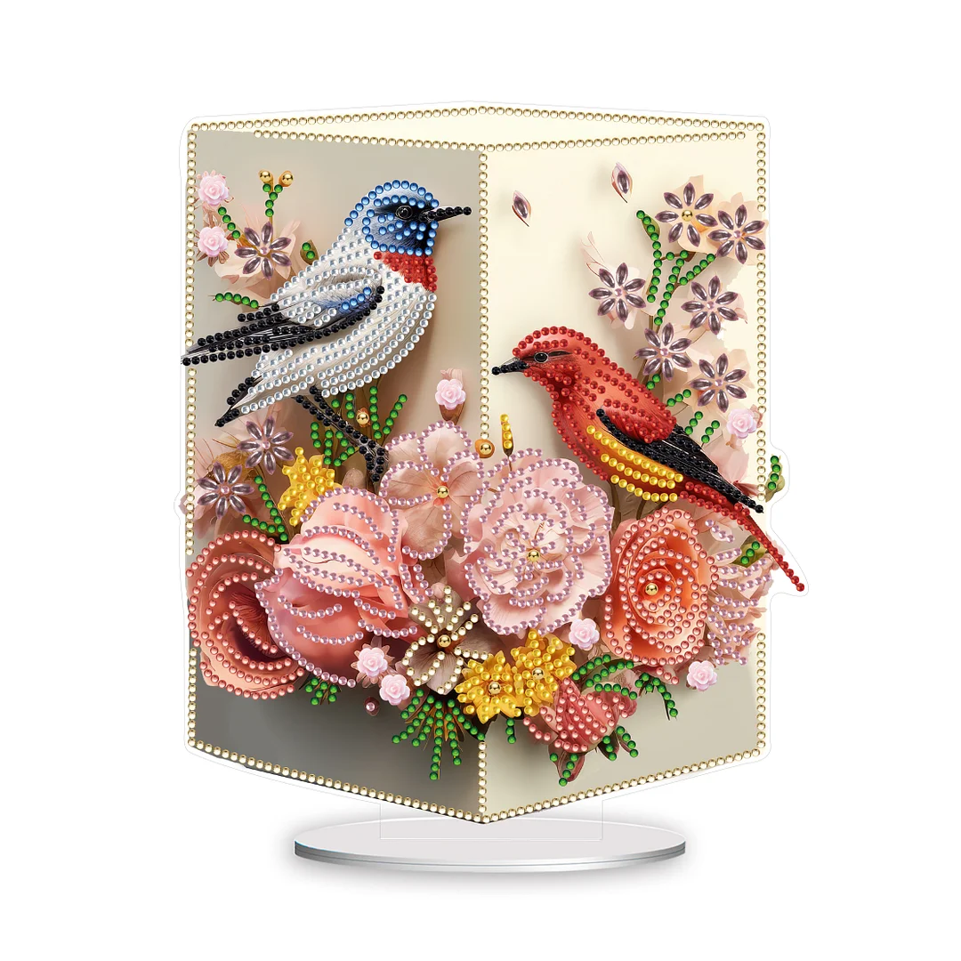 DIY Flower and Bird Vase Special Shaped Acrylic Desktop Diamond Painting Art Office Decor