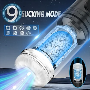 Male Masturbator Penis Pump With 9 Sucking & Thrusting & Rotating Modes