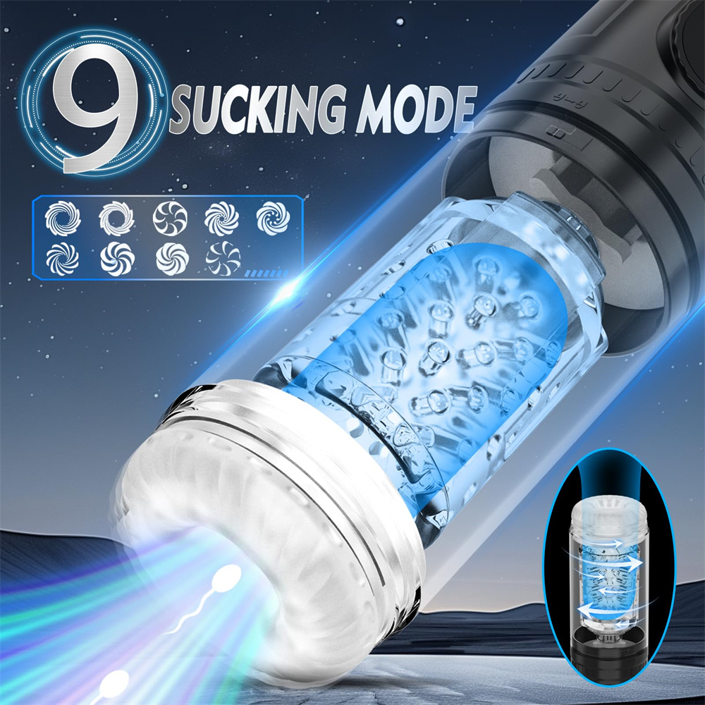 Male Masturbator Penis Pump With 9 Sucking & Thrusting & Rotating Modes