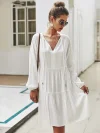 Long-sleeved Strappy Loose Dress White Dresses