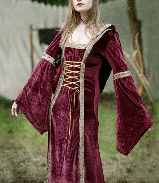 Halloween Costume long sleeve lace up velvet dress