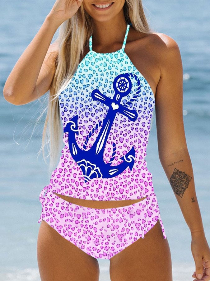Anchor Print Tie Swimsuit Set