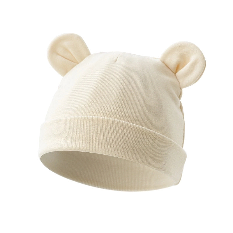 New Infant Fetal Cap Newborn Head Cap Solid Color Ear Hat Boys And Girls Baby Hat A54