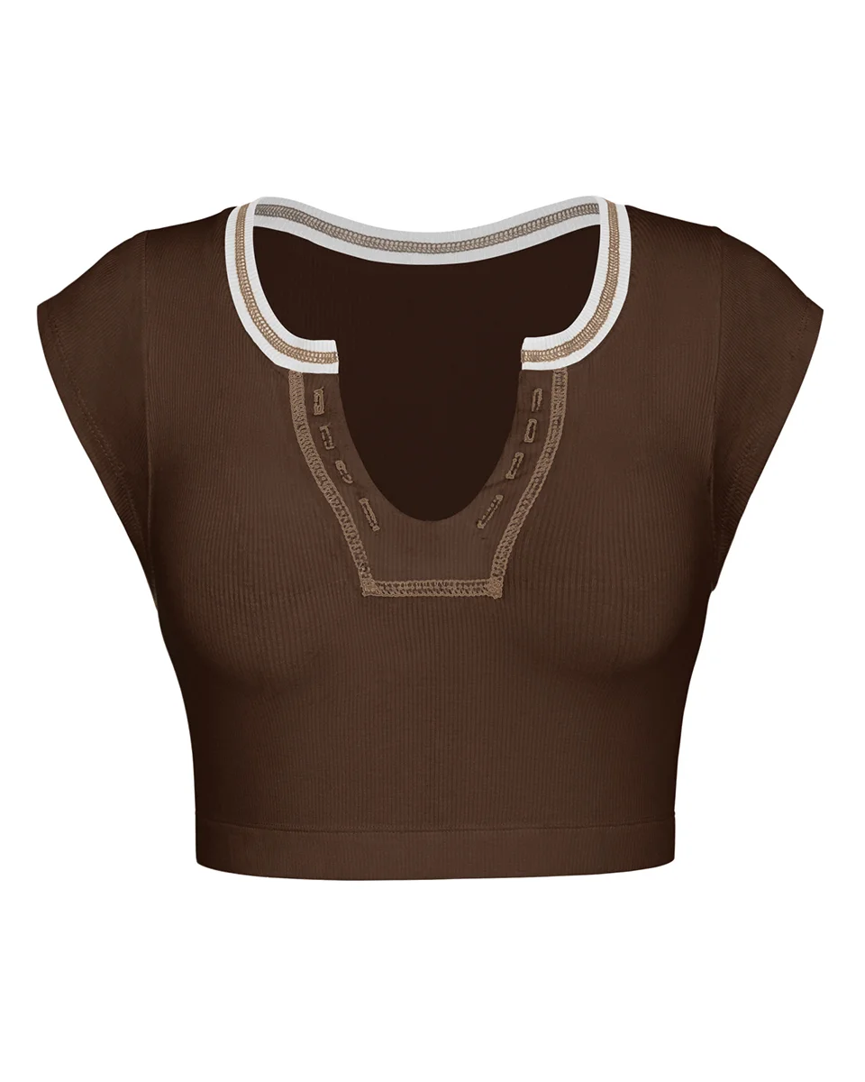 Girl Summer Slim Ultra Short Sexy Babes Top Knitted Thread Spring Autumn Bottom T-Shirt