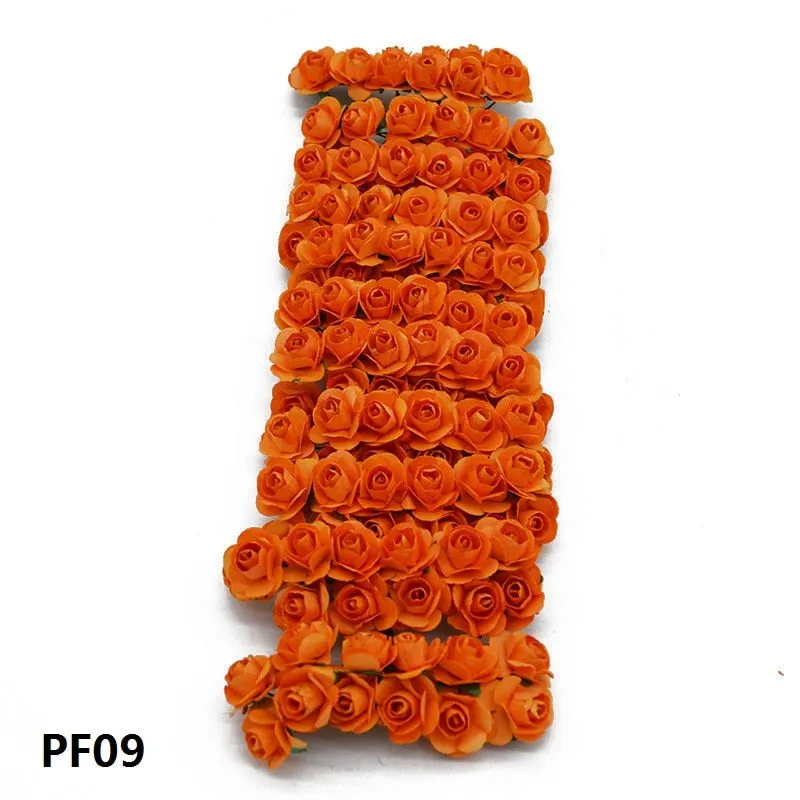 72Pcs/lot 2CM Multicolor Paper Artificial Flowers Mini Rose Flower Head Wedding Bouquet Scrapbooking Party Home Decoration