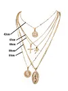 Fashion Coconut Tree Portrait Embossed Pendant Multilayer Necklace