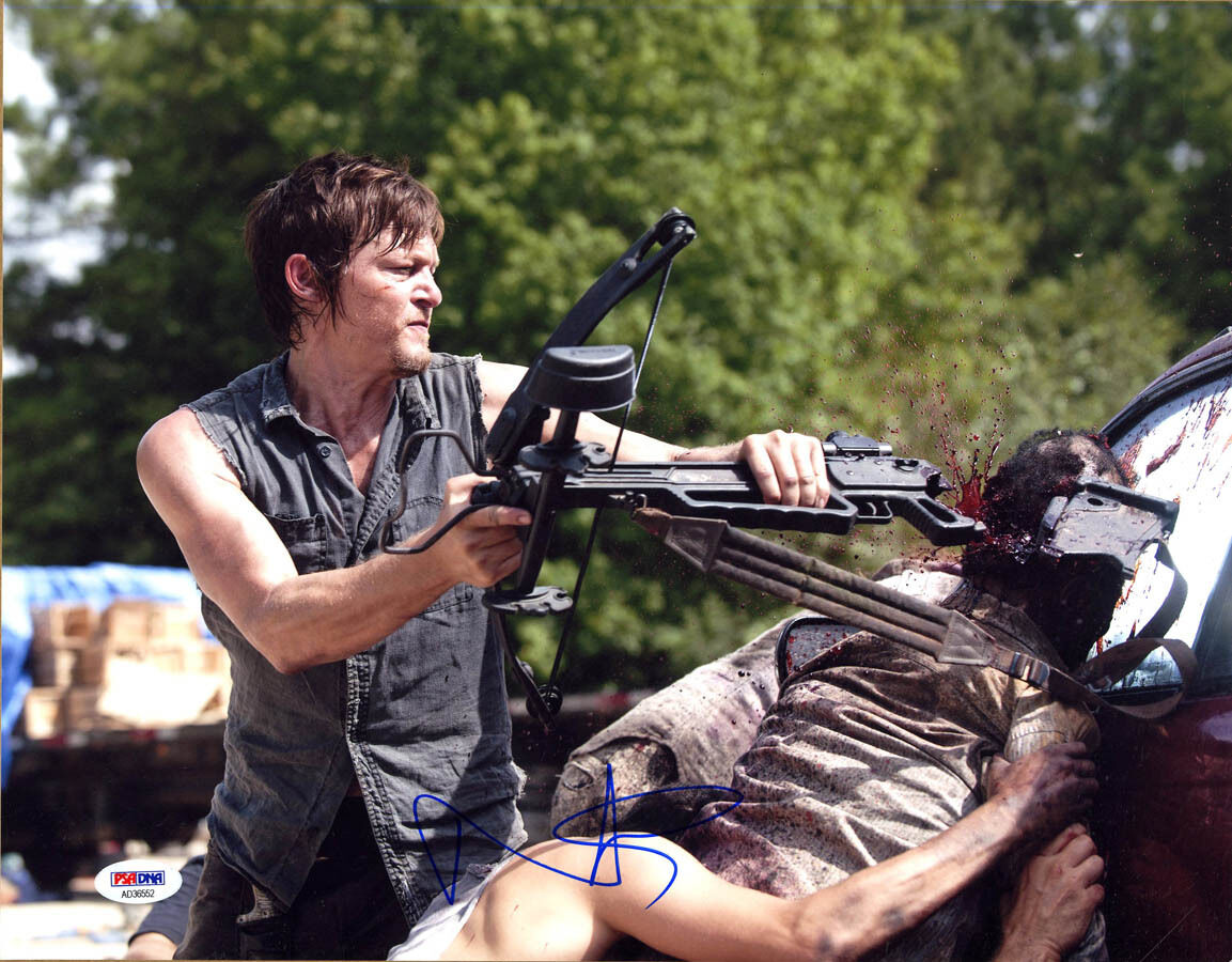 Norman Reedus SIGNED 11x14 Photo Poster painting Daryl The Walking Dead PSA/DNA AUTOGRAPHED