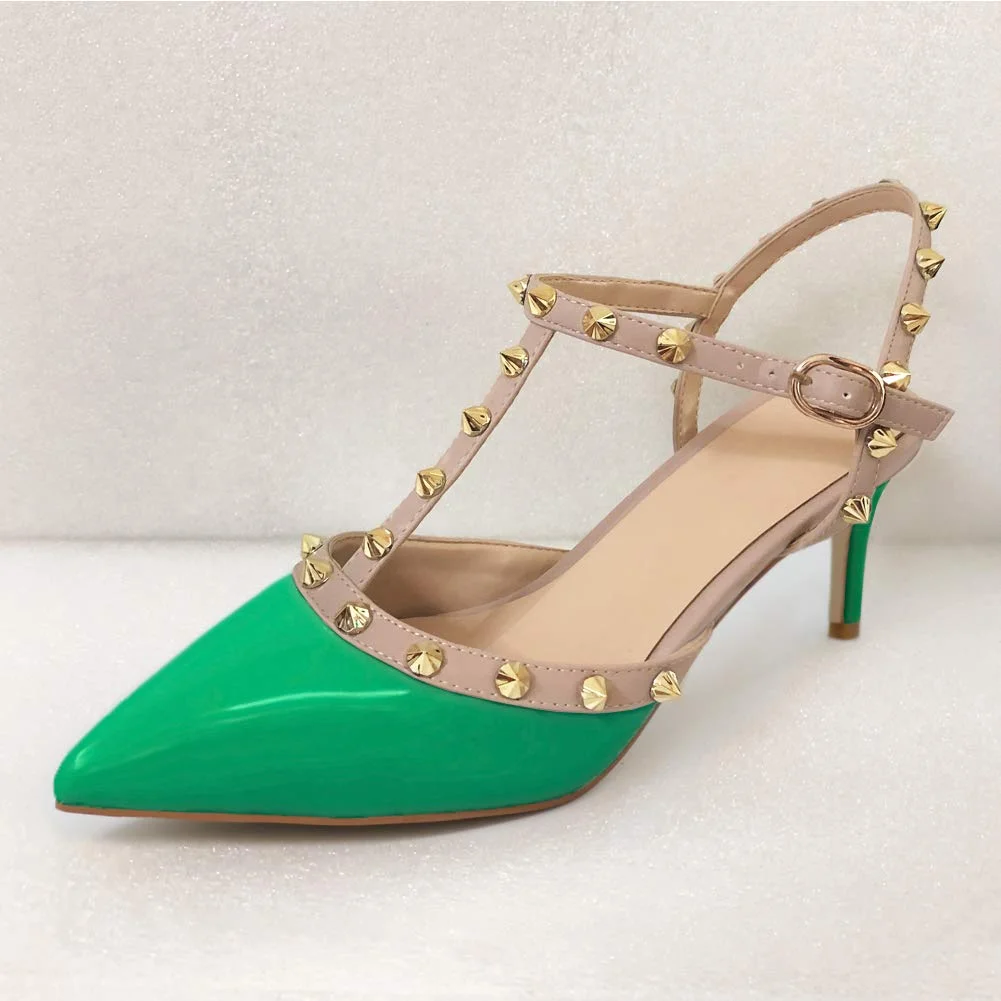 2.36” Kitten Heels Strap Sandals for Women Slingback Pumps Closed Toe Sandals-MERUMOTE