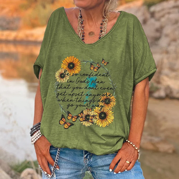 Be So Confident In God's Plan Printed V-neck Women's T-shirt