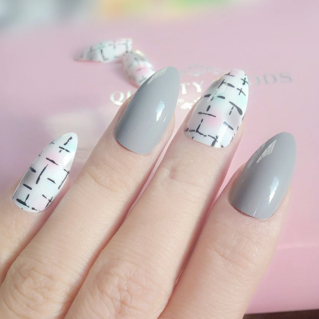 Dream Catcher Short Stiletto False Nails With Design Press On Artificial Fake Nails Tips DIY Full Cover Manicure Tool-Nail Inspo