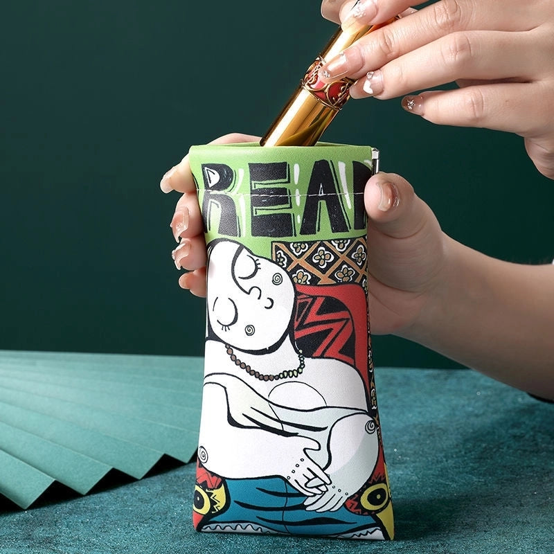 Minimalist Cartoon Pu Leather Unisex Glasses Pouch