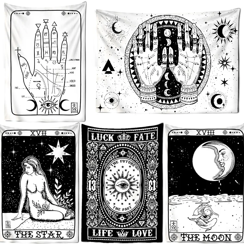 Athvotar Card Tapestry Wall Hanging Astrology Divination Sun And Moon Wall Hanging Hippie Bohemian Wall Rugs Dorm Decor Blanket