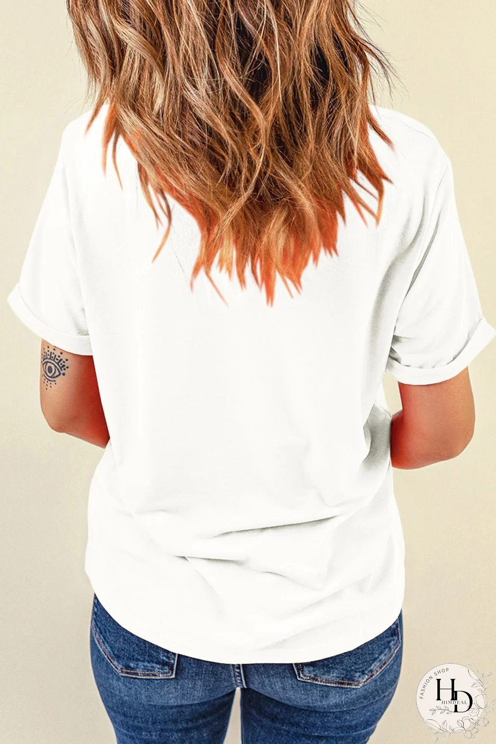 White Western Hat Boots Bow Knot Casual Graphic T Shirt