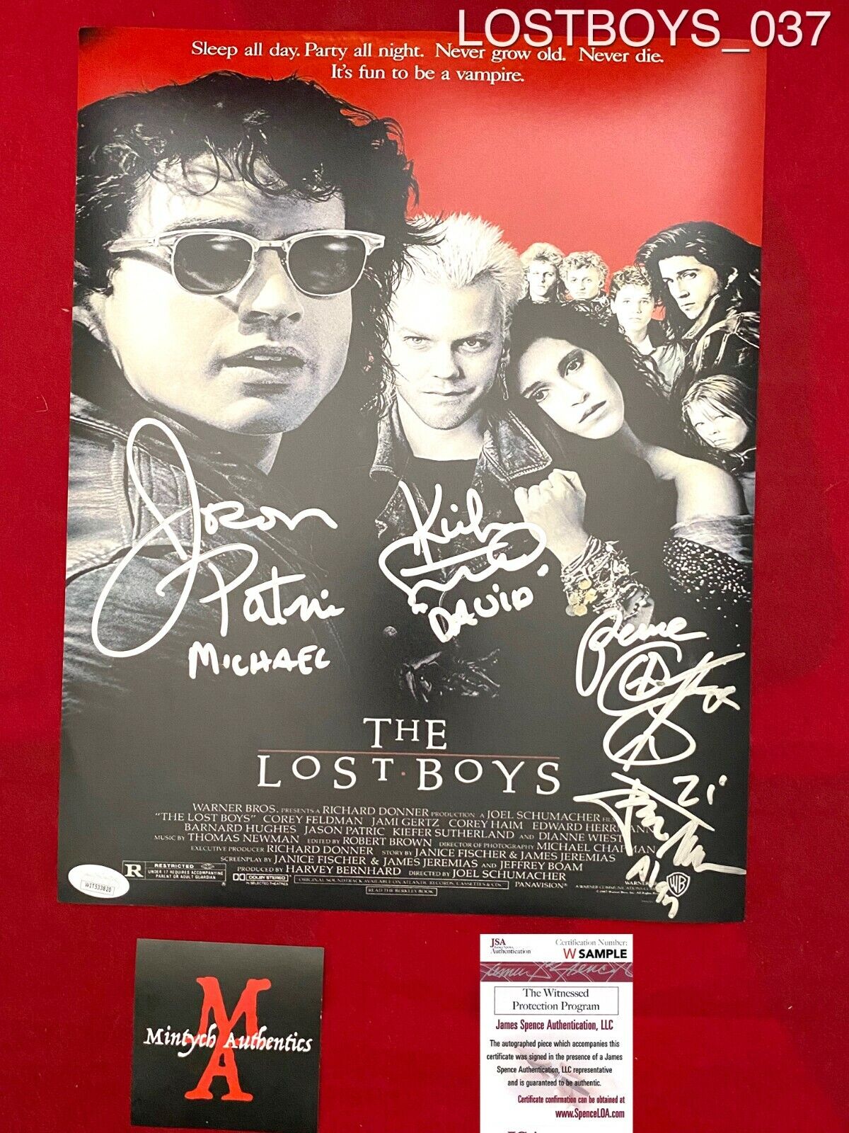 THE LOST BOYS CAST SIGNED 11X14 Photo Poster painting BY 4! SUTHERLAND, FELDMAN, PATRIC, +1! JSA