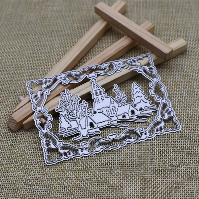 Nigikala Frame Lace Rectangle Metal Cutting Dies DIY Scrapbooking Photo Album Decorative Embossing Stencil Paper Card Crafts