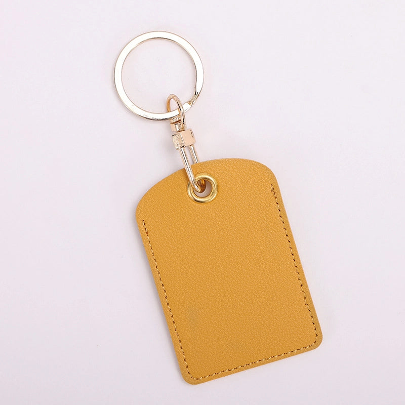 Access Card Case Water Drop Keychain Genuine Leather Community Women Men’s Ic Student Bus Card Elevator Induction Protective Case