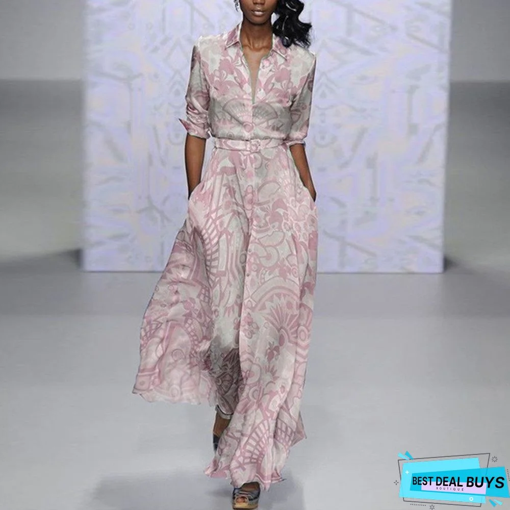 British Temperament Women's Lapel Pencil Skirt Dress