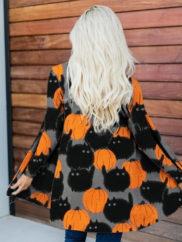 Halloween Print Long Sleeve Cardigan