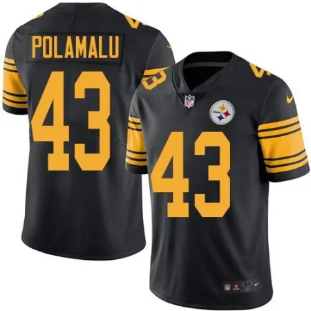  Steelers #43 Troy Polamalu Black Men's Stitched NFL Limited Rush Jersey