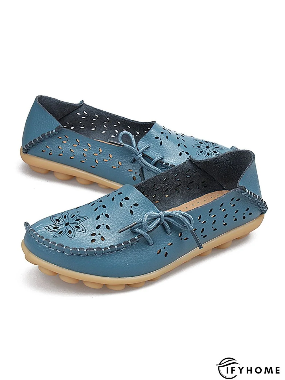 Cowhide Hollow Lace-up Portable Shoes | IFYHOME