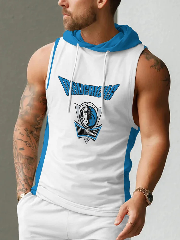 Dallas Mavericks Men's Casual Comfy Sleeveless Hooded Tank Top