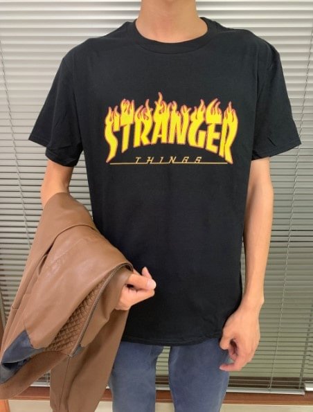 1Pcs Stranger Things Flame T Shirt Hot Topic Sleeve Men's Crew Neck Stranger Things Should I Stay Short Compression T Shirts - Life is Beautiful for You - SheChoic