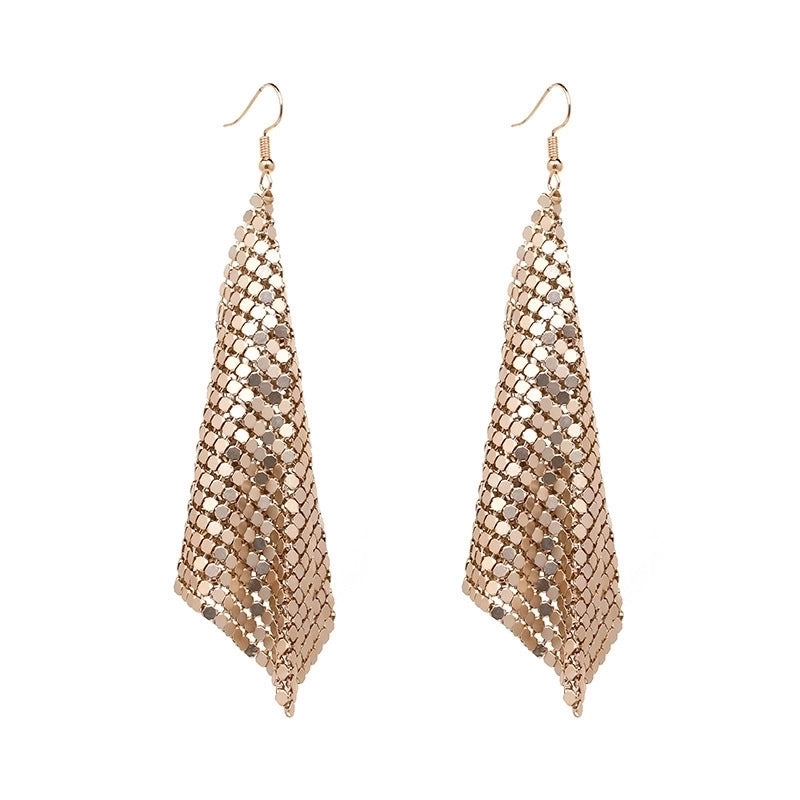 Supply Fashion Earrings Metal Sequins Tassel Earrings Creative New Square Geometric Long Earrings
