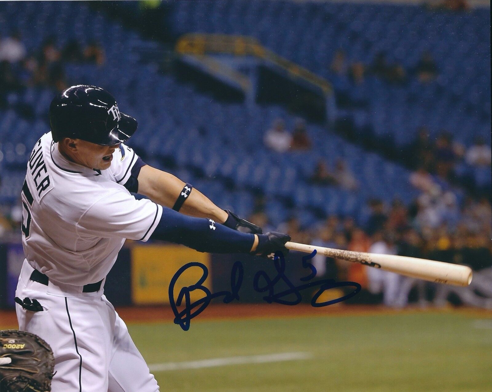 Autographed 8x10 BRANDON GUYER Tampa Bay Rays Photo Poster painting - COA