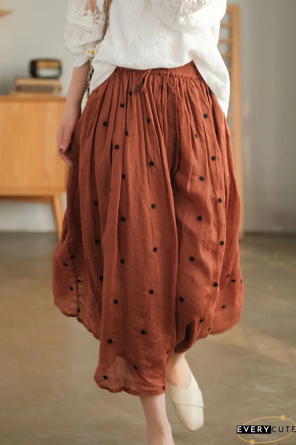 Literary Retro Cotton and Linen Double Skirt