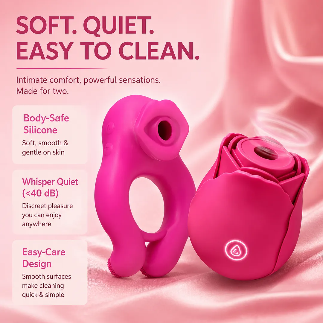 Wild Weekend Mega Couple's Sex Toy Kit - Vibe Ring & Rose Suction Toy