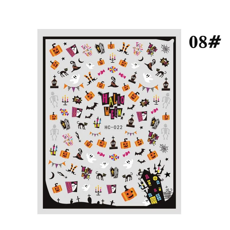 1PCS Bloody Halloween Theme Nail Foil Stickers Red Hand Scar Lips Snake Anime Nail Design 3D ManicureS Gel Polish Decor Sliders