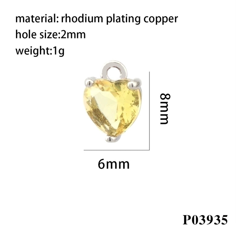 Romantic Minimalist Heart Shape Copper Plating Inlay Zircon 18k Gold Plated Valentine’s Day Charms