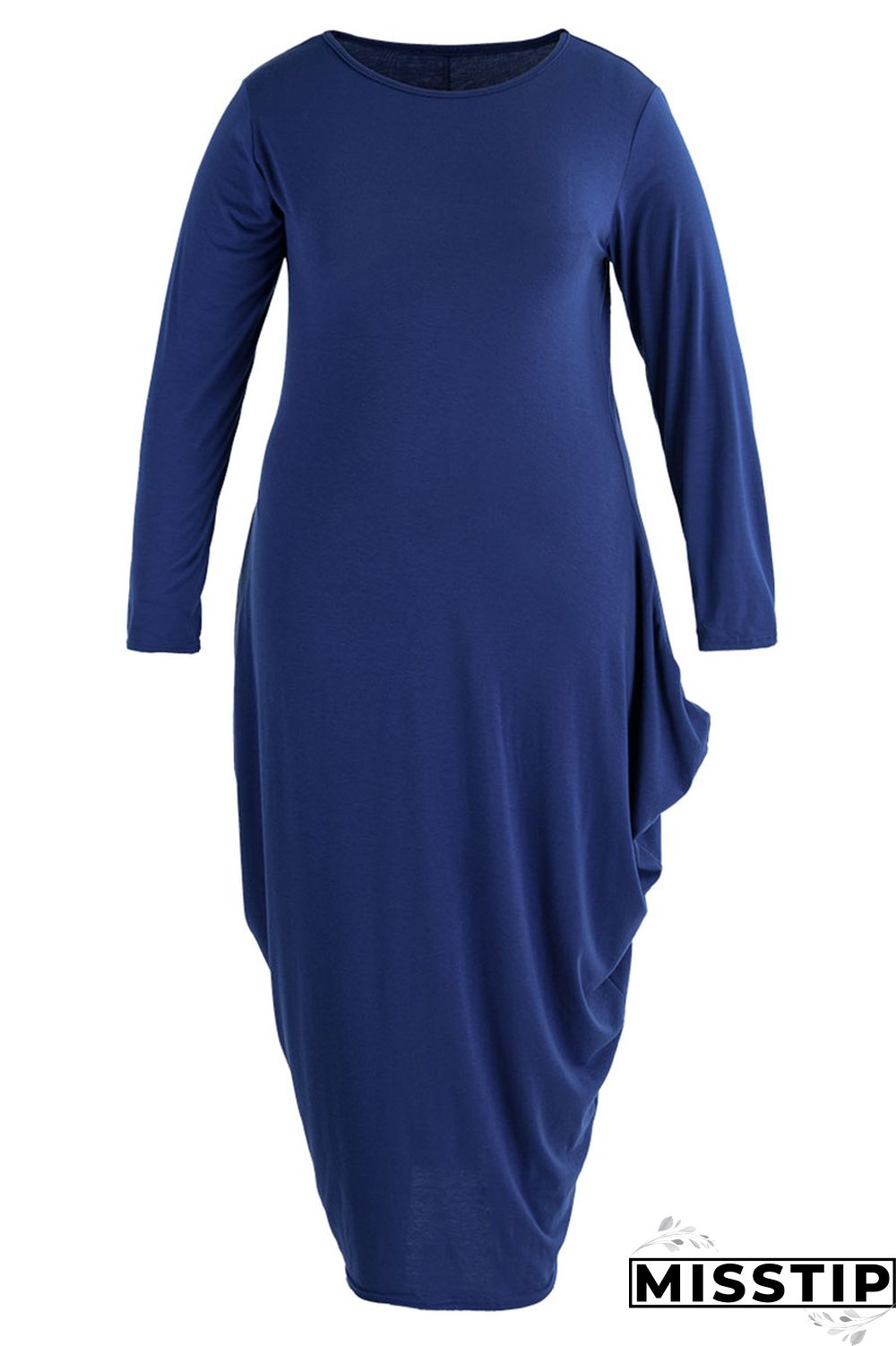 White Casual Solid Patchwork Asymmetrical O Neck Irregular Dress Plus Size Dresses