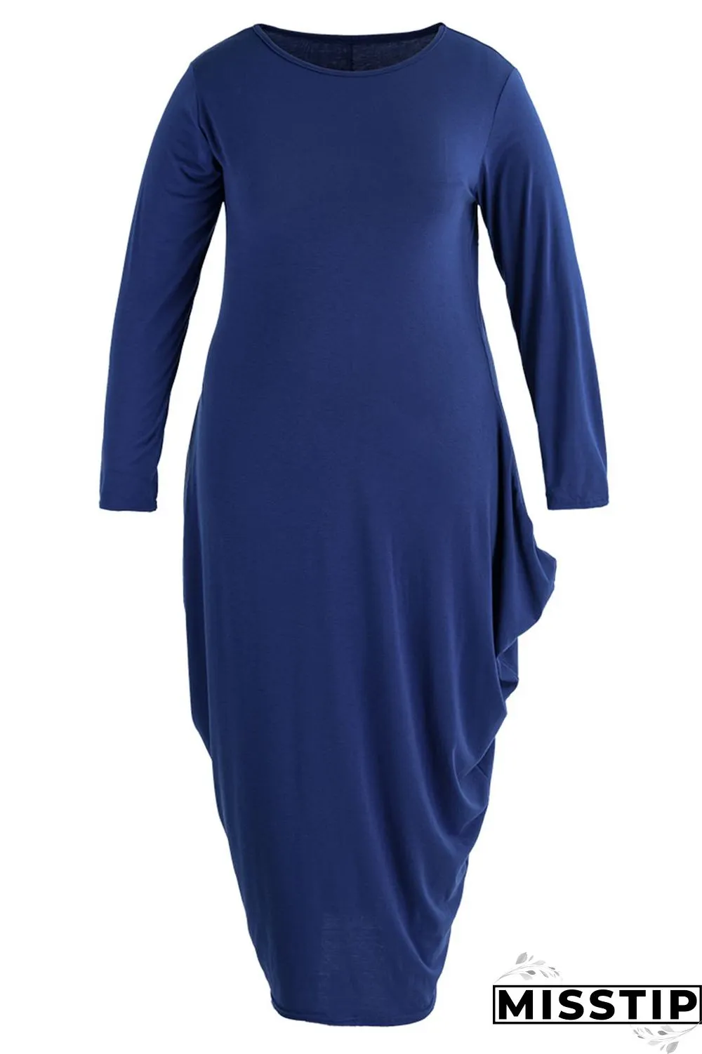 White Casual Solid Patchwork Asymmetrical O Neck Irregular Dress Plus Size Dresses