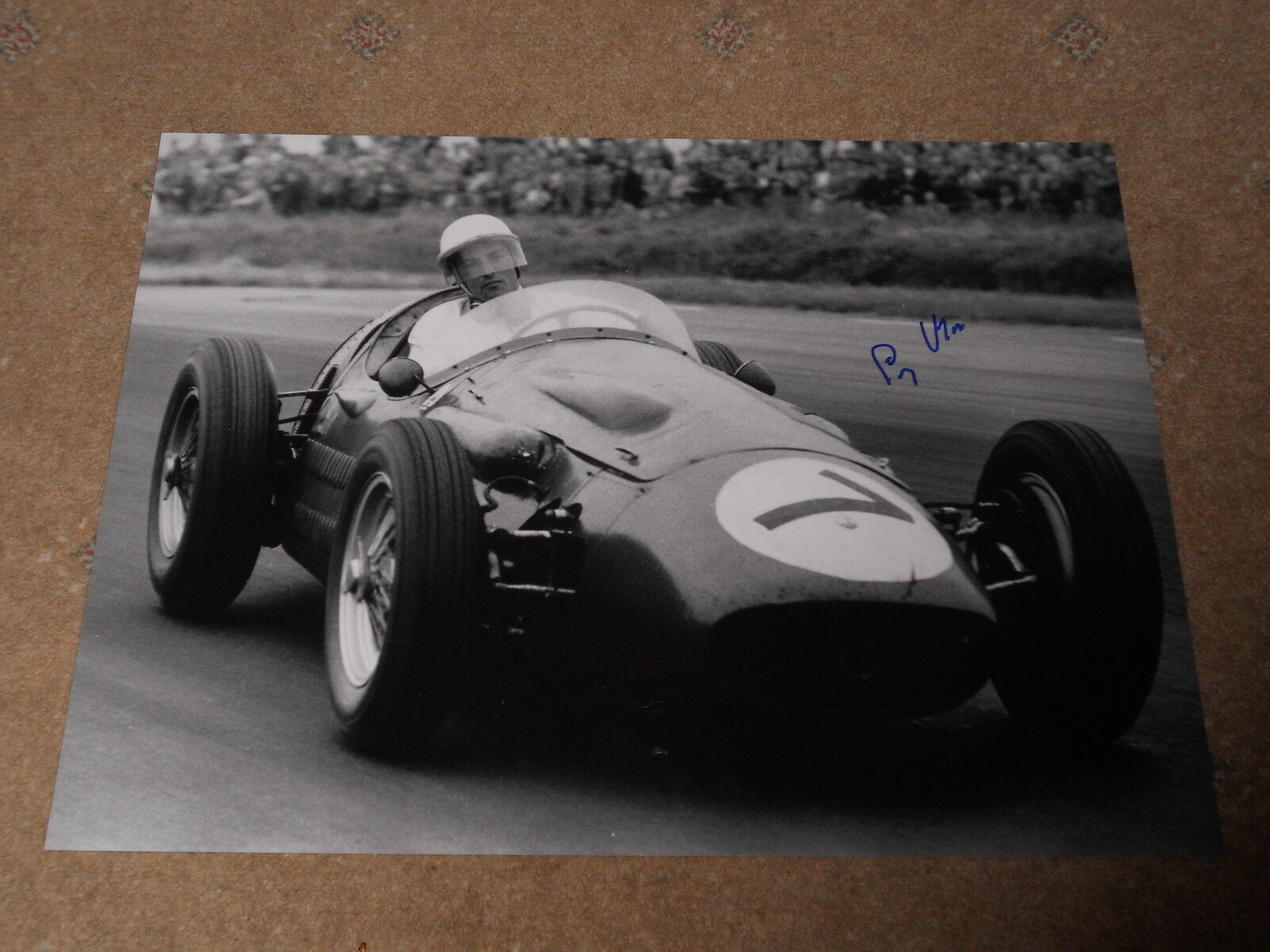 Stirling Moss Hand Signed Silverstone 1956 F1 Photo Poster painting Large.