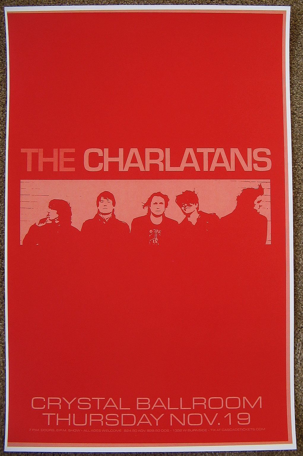 THE CHARLATANS UK 2015 Gig POSTER Portland Oregon Concert Modern Nature