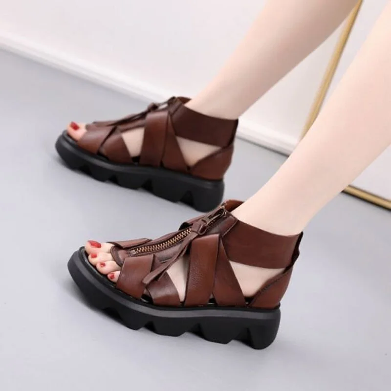 2022 Summer New Women Sandals Platform Shoes Wedge Low Heels Women Mujer Pumps Peep Toe Woman Chaussures Femme Sandalias Shoes