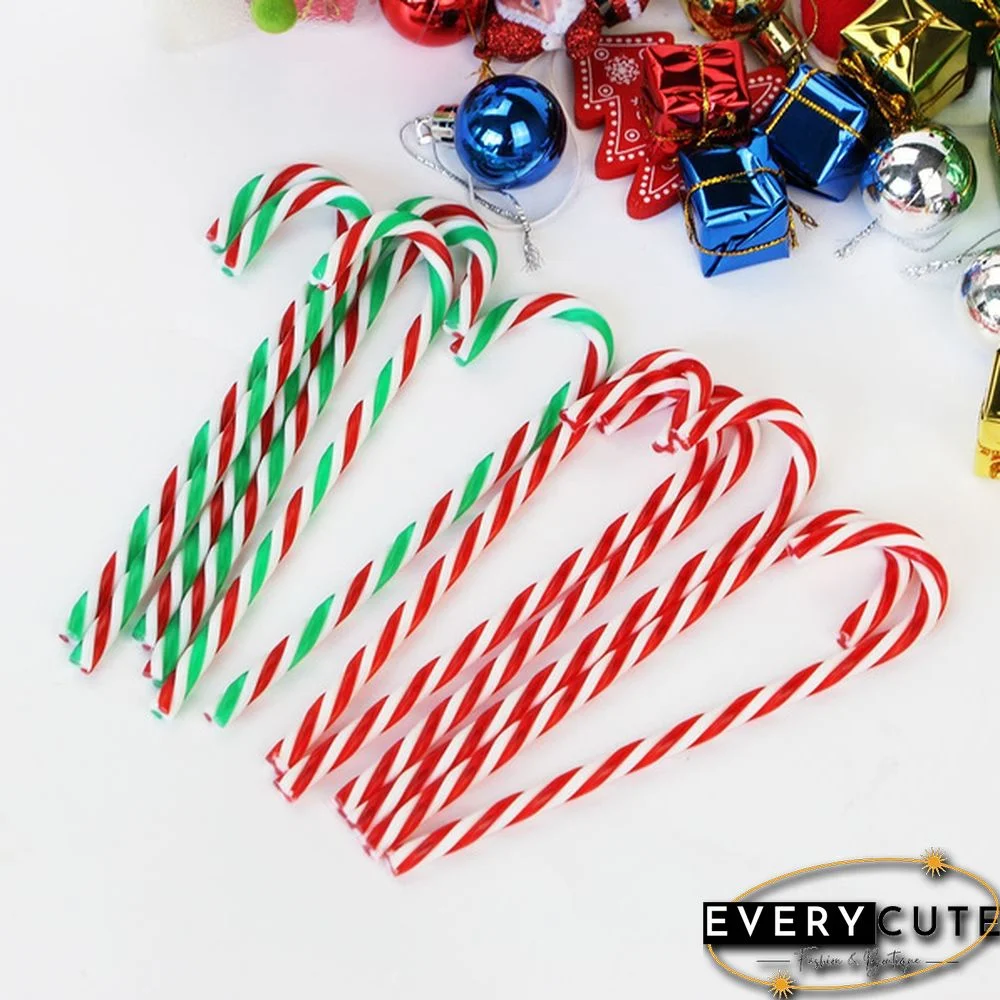 10Pcs Plastic Candy Cane ChristmasTree Decoration Christmas Tree Ornament Striped Candy Cane Sticks Pendant Holiday Ornaments