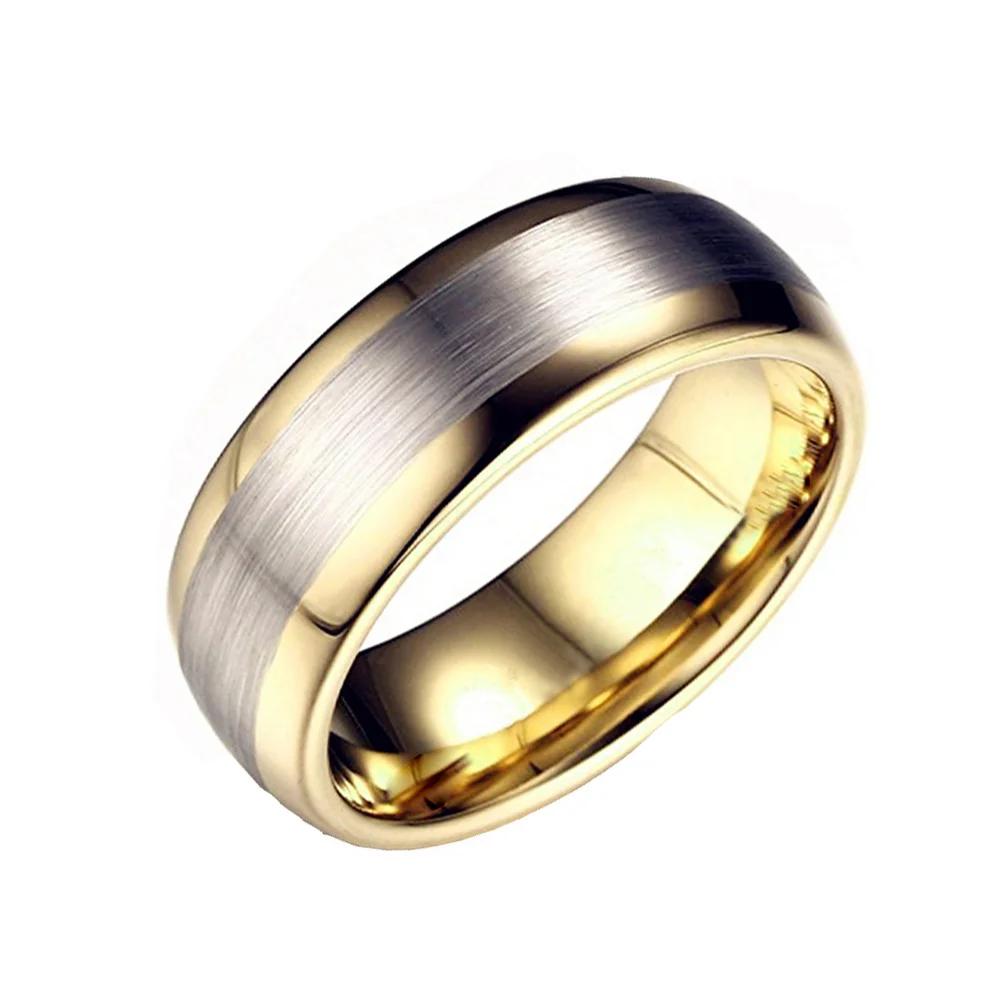 6MM 8MM Gold Tungsten Silver Brushed Wedding Bands